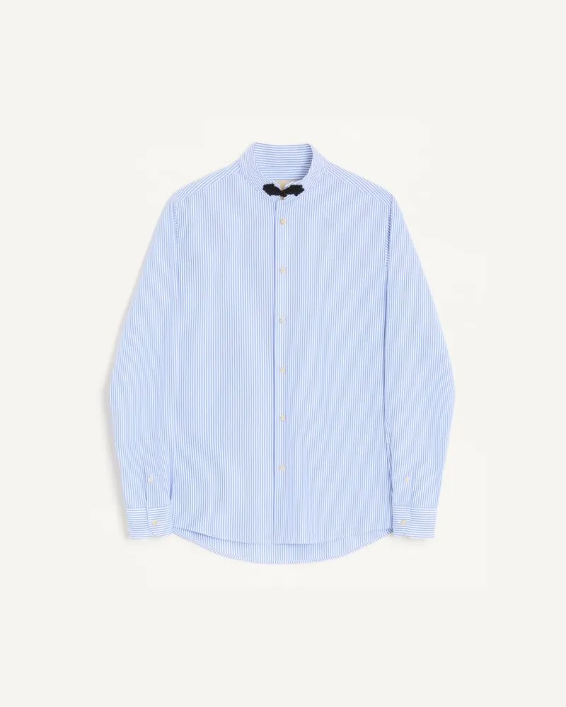 Valentino Garavani Valentino langärmeliges, gestreiftes Baumwollhemd mit Knebelverschluss Mann HIMMELBLAU Himmelblau