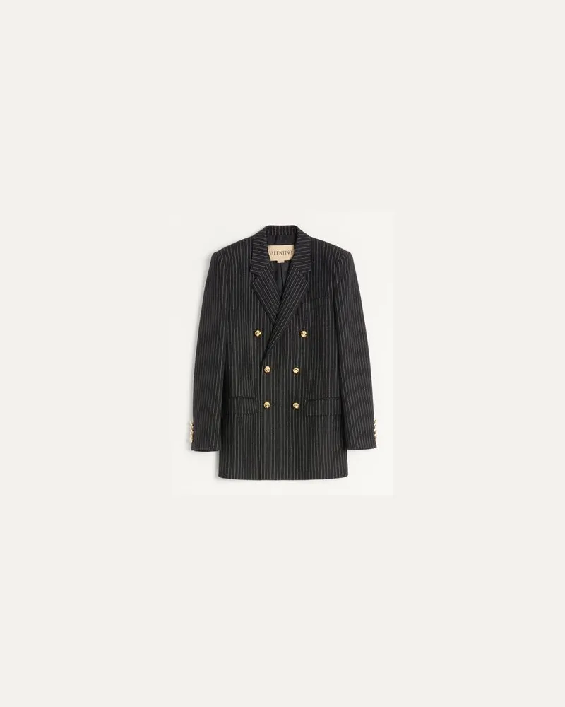 Valentino Garavani Veste Croisée Valentino En Laine Et Soie Mann SCHWARZ/WEISS Schwarz