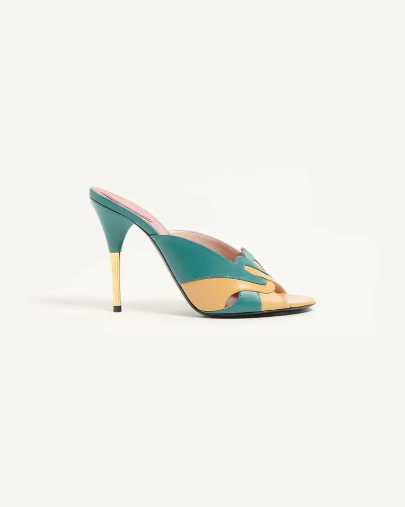 Valentino Garavani Éoline Slide-Sandalen aus Ziegenleder, 105 mm Frau GRÜN/OCKER Grün
