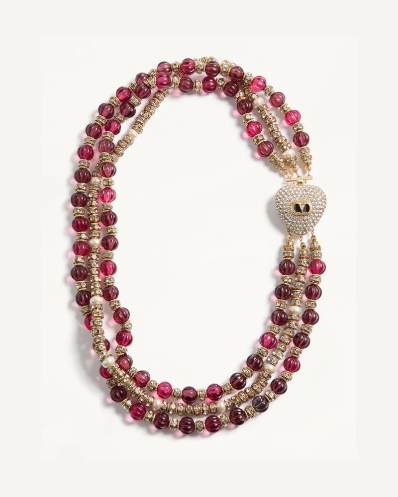 Valentino Garavani Coeur Royal Collier Aus Metall, Emaille, Geriffeltem Glas, Perlen Und Kristallen Frau GOLD/CRYSTAL Gold