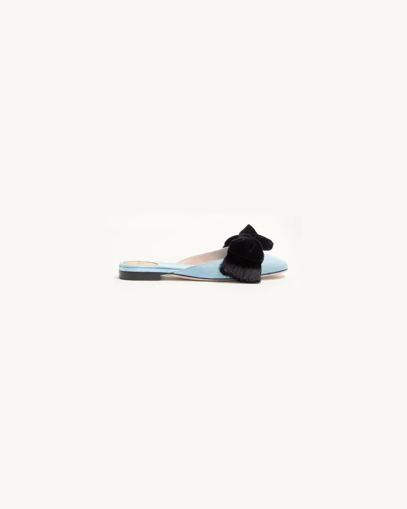 Valentino Garavani Mules aus Reinette Satin Frau HIMMELBLAU Himmelblau