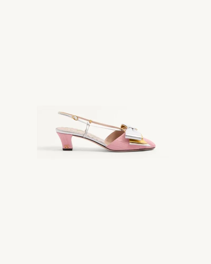 Valentino Garavani Bowow Slingback-Pumps Aus Moiree-Stoff 45 Mm Frau ROCK PINK/SILBER/ANTIQUE GOLD Rock
