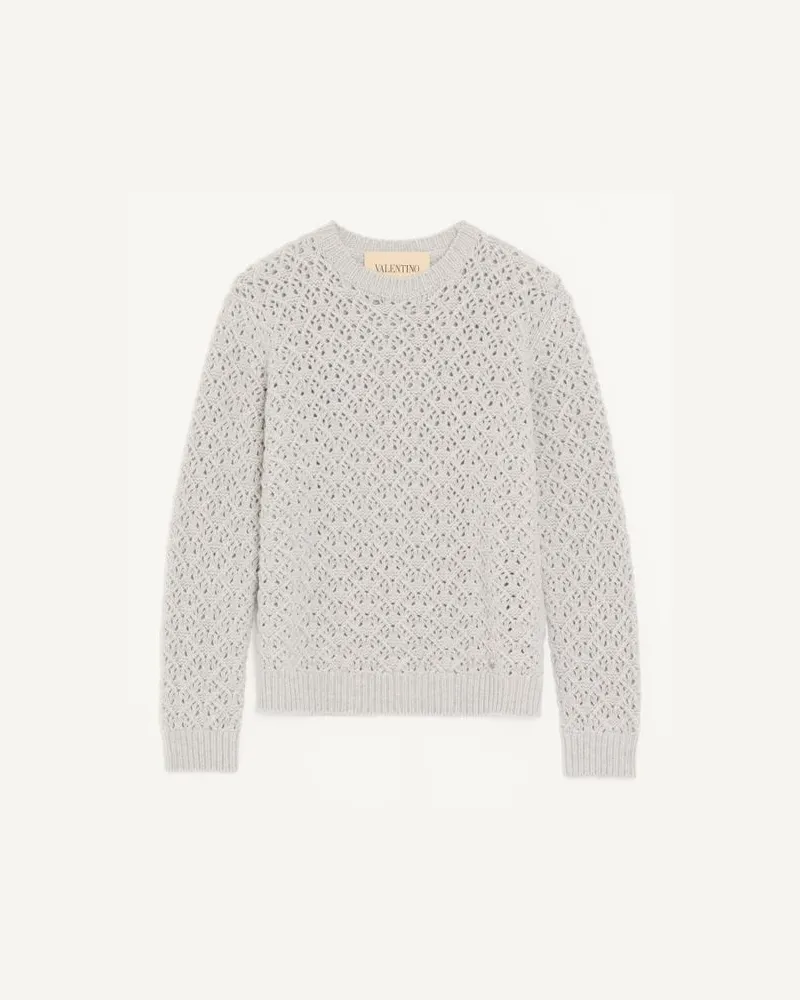 Valentino Garavani Valentino Pullover aus Wolle und Kaschmir mit metallischem V-Detail Mann HELLGRAU Hellgrau