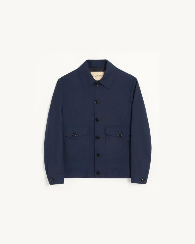 Valentino Garavani Valentino Jacke aus Nylon- und Viskose-Drill mit VLogo Signature-Stickerei Mann MARINEBLAU Marineblau