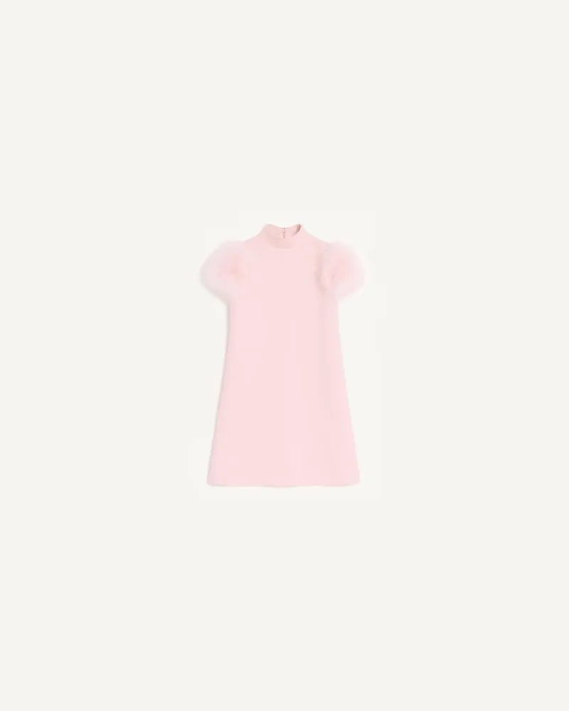 Valentino Garavani Kurzes Crepe Couture Kleid mit Federn Frau ROSE Rose