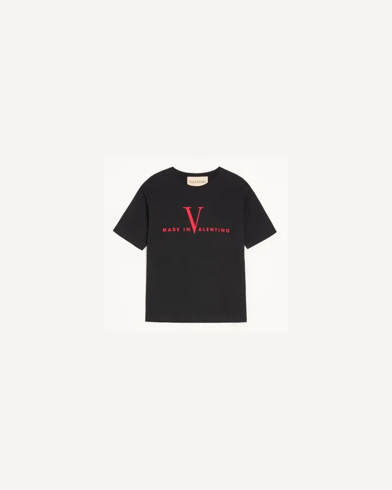 Valentino Garavani Valentino T-Shirt aus Baumwolle mit „Made in Valentino“-Print Mann SCHWARZ/ ROT Schwarz