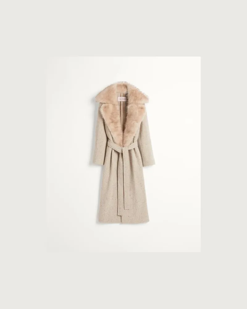 Valentino Garavani Mantel Aus Strukturierter Wolle Frau LIGHT CAMEL/LATTE Light