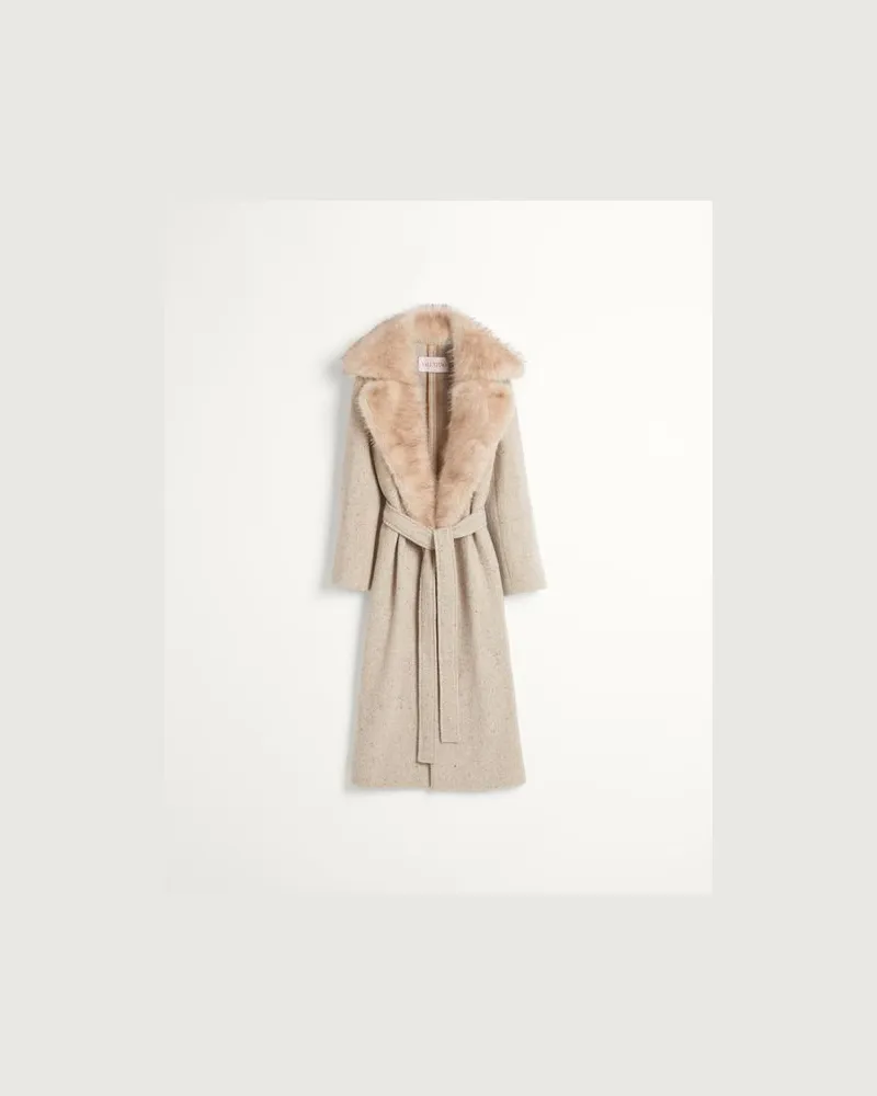 Valentino Garavani Mantel Aus Strukturierter Wolle Frau LIGHT CAMEL/LATTE Light