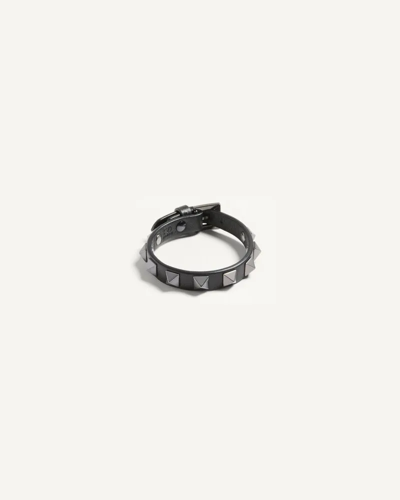 Valentino Garavani Lederarmband Rockstud Mit Palladium-Nieten Mann SCHWARZ Schwarz