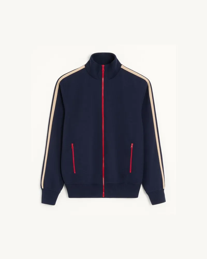 Valentino Garavani Valentino Sweatshirt aus Acetat mit VLogo Signature-Stickerei und kontrastierendem Reißverschluss Mann MARINEBLAU/BEIGE Marineblau