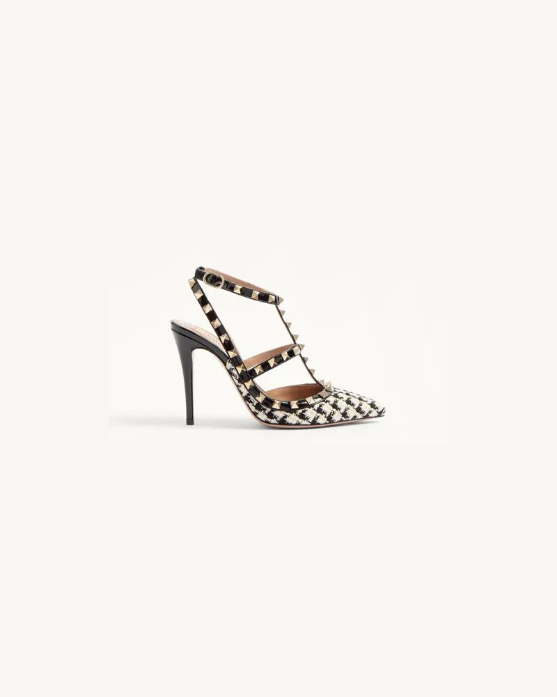 Valentino Garavani Rockstud Pumps Aus Pied-De-Poule-Stoff 100 Mm Frau LATTE/SCHWARZ Latte