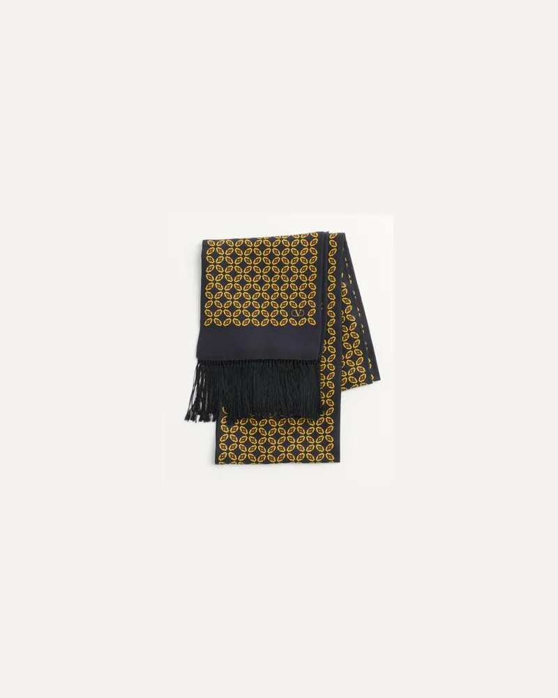 Valentino Garavani Chamber Bandeau Schal Aus Seide Mit Fransen Mann SCHWARZ/GELB/ORANGE Schwarz