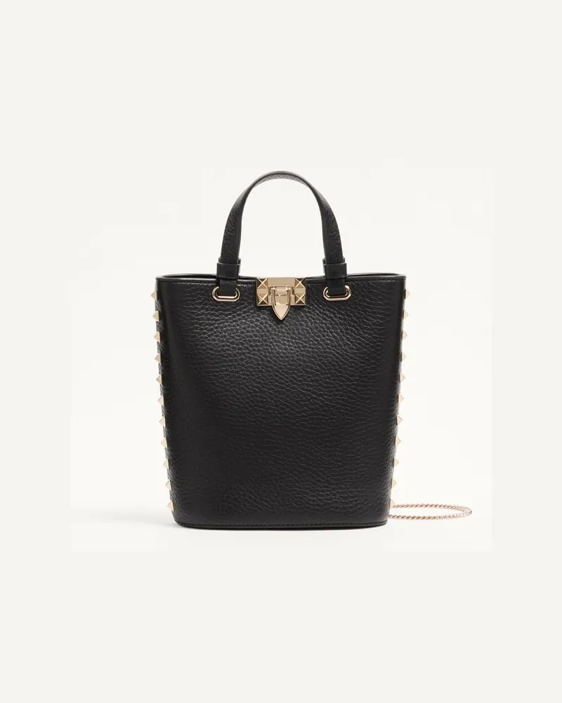 Valentino Garavani Valentino Garavani Rockstud Mini-Tasche aus genarbtem Kalbsleder Frau SCHWARZ Schwarz