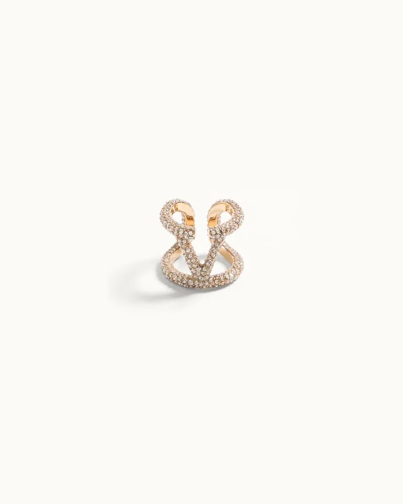 Valentino Garavani Ring „Vlogo Signature“ Aus Metall Mit Swarovski®-Kristallen Frau GOLD/CRYSTAL Gold