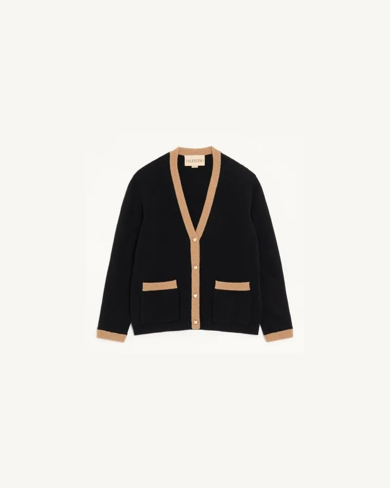 Valentino Garavani WOLLCARDIGAN Frau SCHWARZ/BEIGE Schwarz