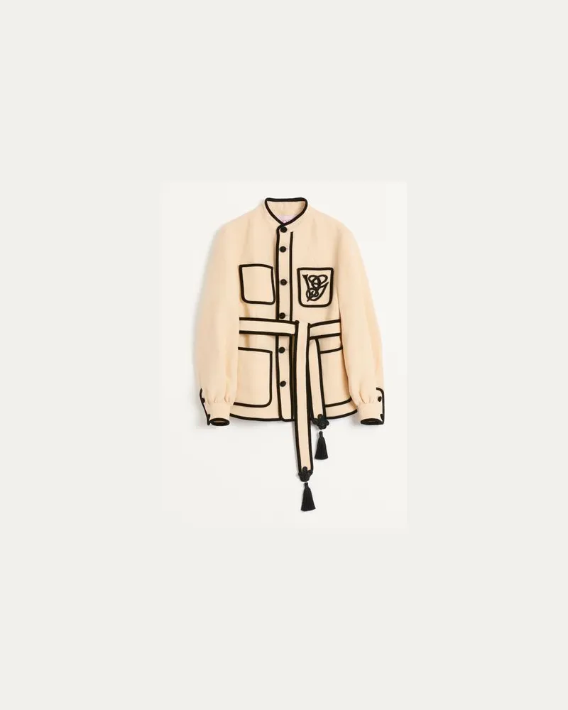 Valentino Garavani Jacke Aus Seide Und Jute-Canvas Mit Vg-Stickerei Mann BUTTER Butter
