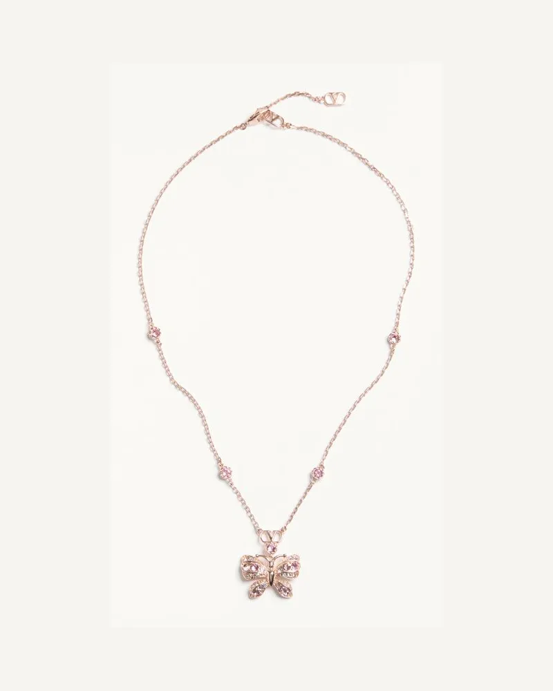Valentino Garavani Flutterby-Halskette Aus Metall Und Swarovski-Kristallen Frau ROSÉGOLD/BLAU NUANCIERT/ROSA Roségold
