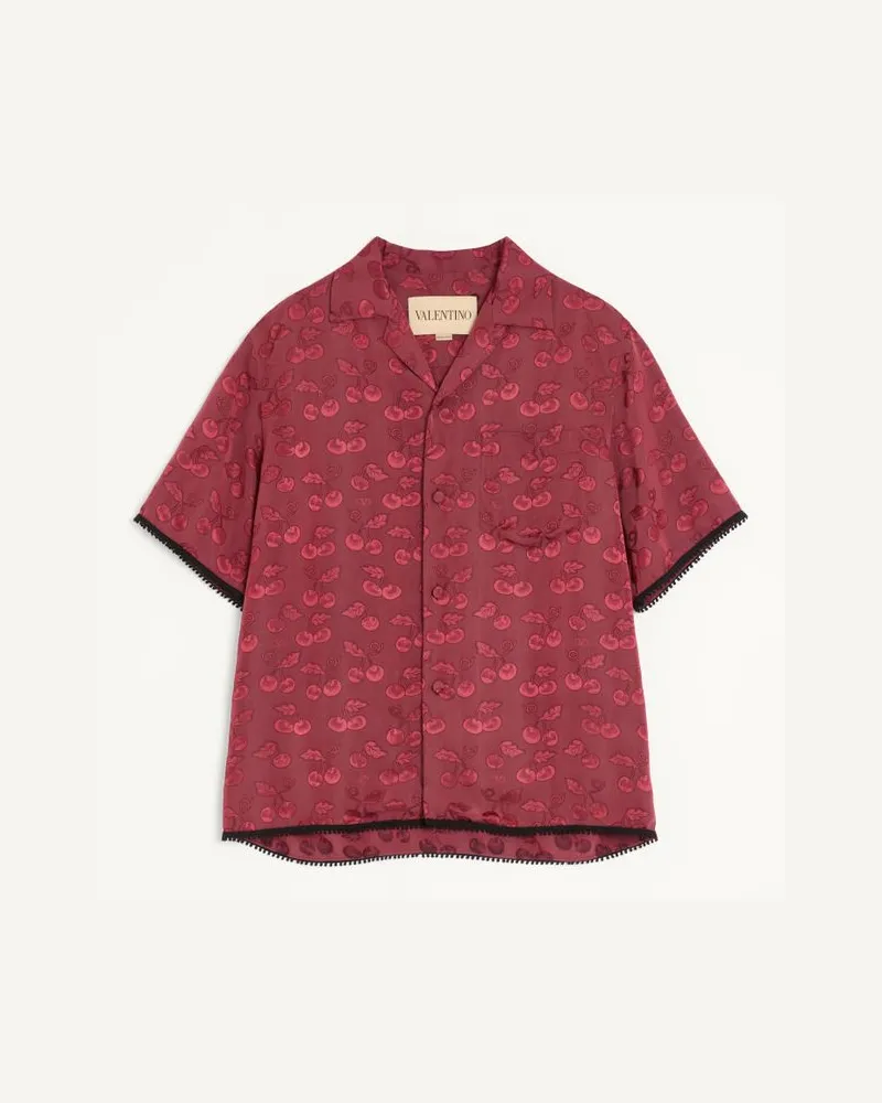 Valentino Garavani Valentino Bowlinghemd aus Viskose mit Cherryfic-Jacquardmuster Mann MAGENTA Magenta