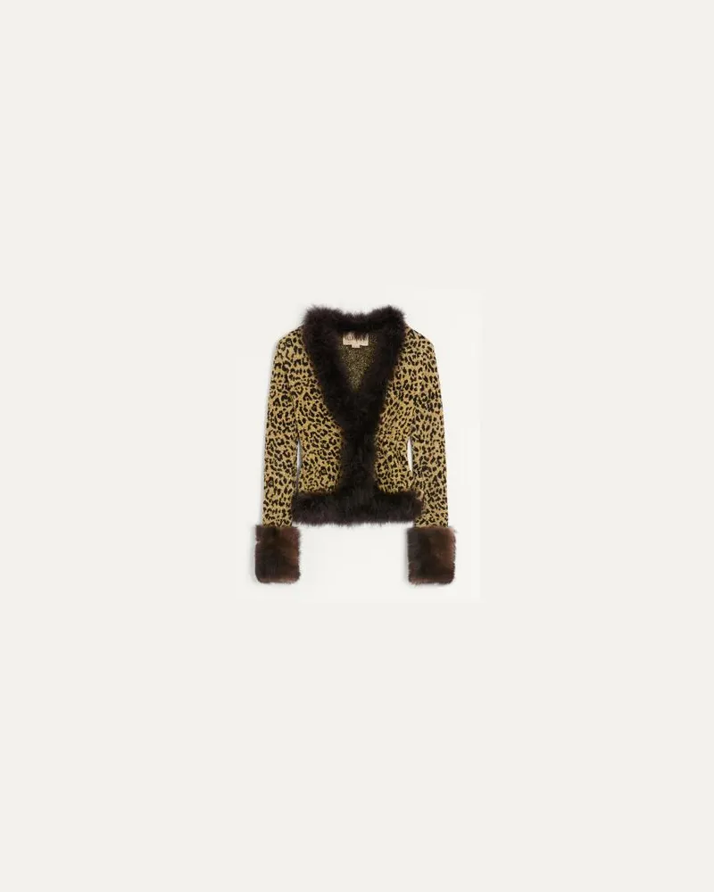 Valentino Garavani Jacquard-Strickjacke mit Animalprint aus Lurex Frau ANIMALIER Animalier