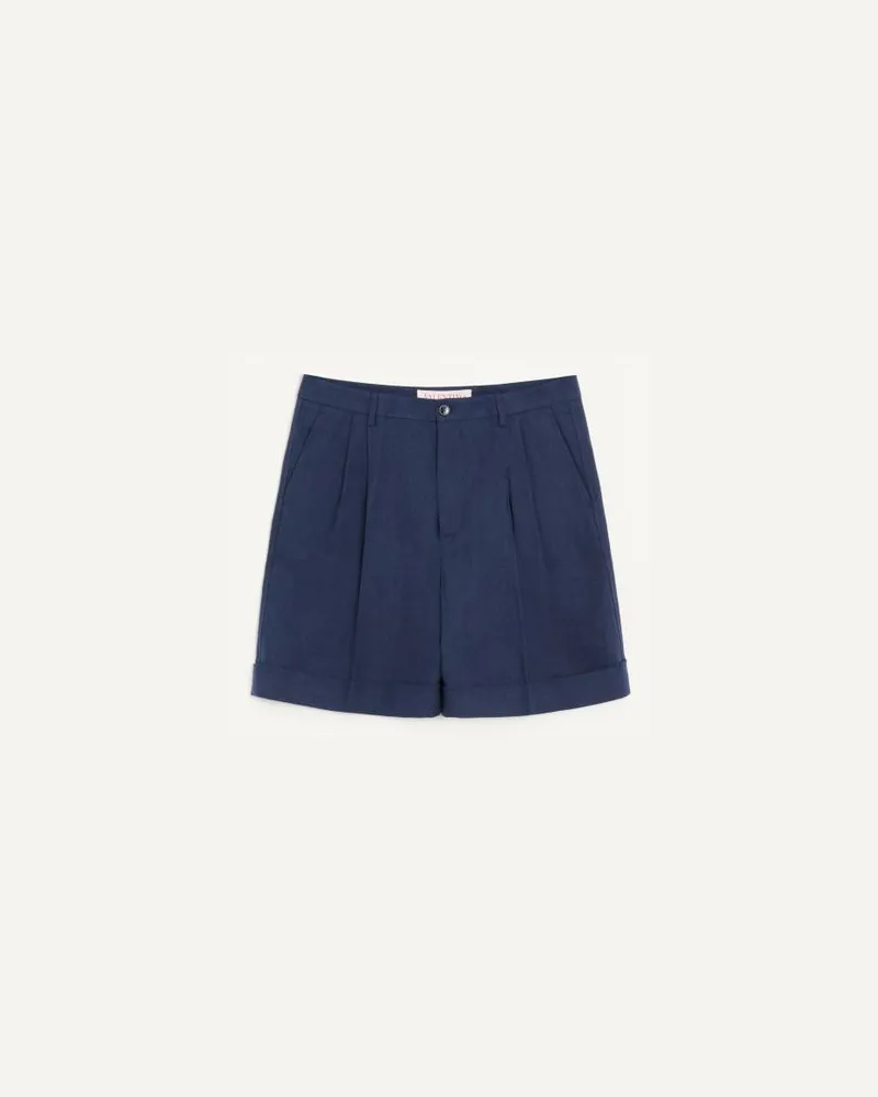 Valentino Garavani Umgeschlagene Valentino Bermudashorts aus Leinen Mann BLAU Blau