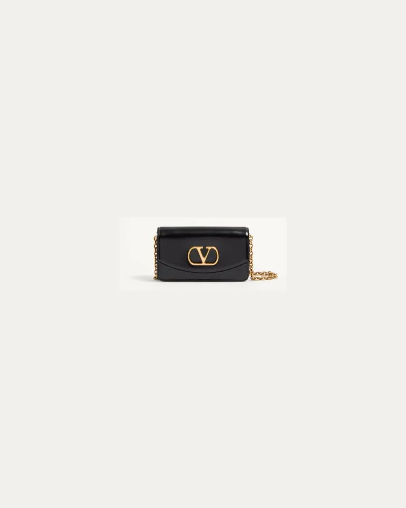Valentino Garavani Valentino Garavani Vain Clutch Bag Aus Glänzendem Kalbsleder Frau SCHWARZ Schwarz