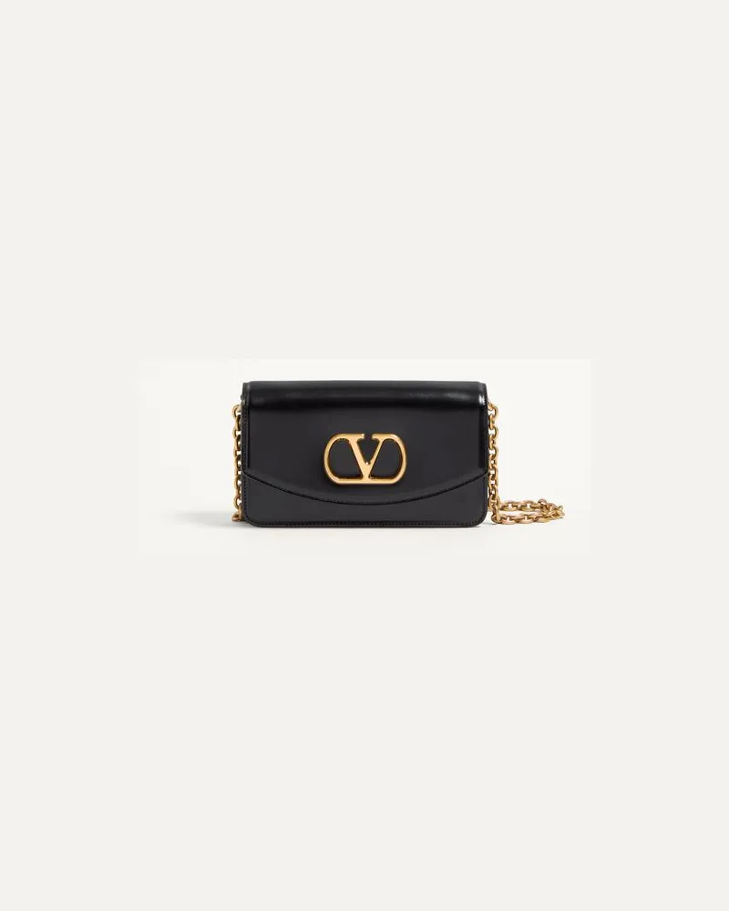 Valentino Garavani Valentino Garavani Vain Clutch Bag Aus Glänzendem Kalbsleder Frau SCHWARZ Schwarz