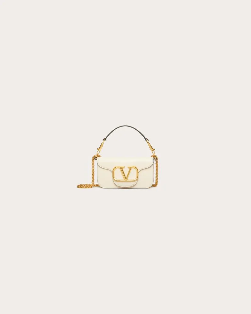Valentino Garavani Kleine Schultertasche Valentino Garavani Locò Aus Kalbsleder Frau LIGHT IVORY Light