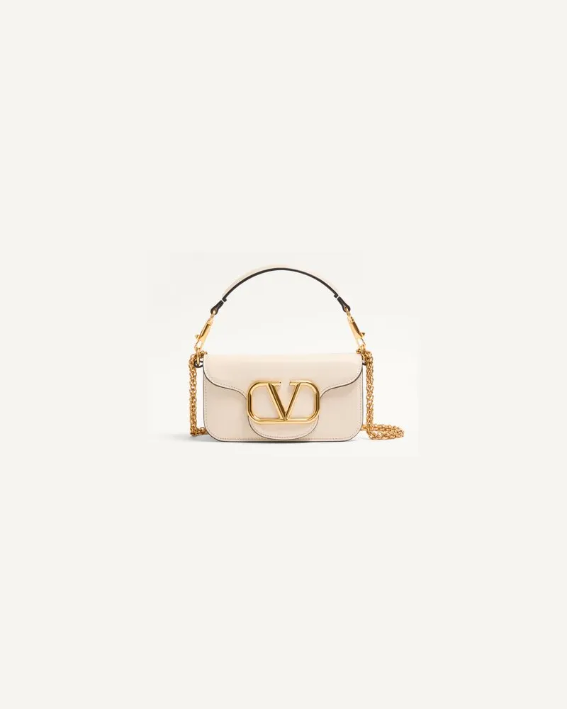 Valentino Garavani Kleine Schultertasche Valentino Garavani Locò Aus Kalbsleder Frau LIGHT IVORY Light