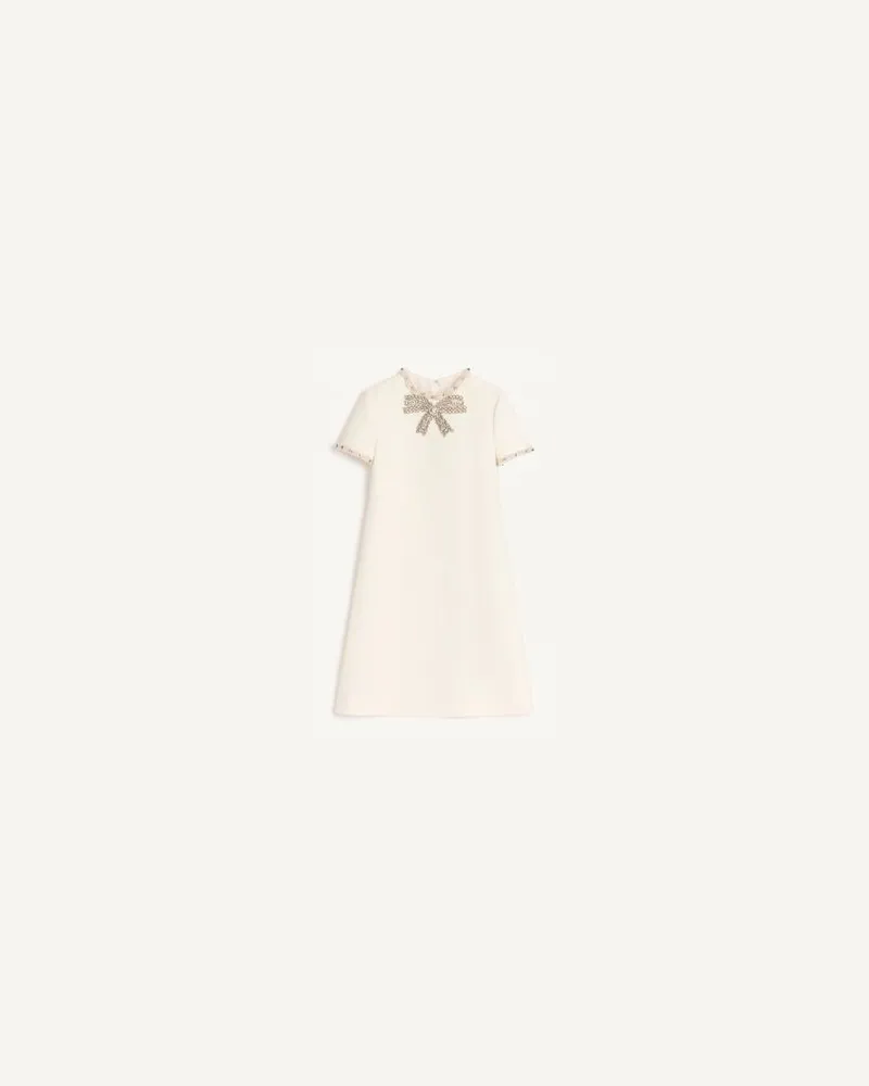 Valentino Garavani Besticktes Kurzes Crepe Couture Kleid Frau ELFENBEIN Elfenbein