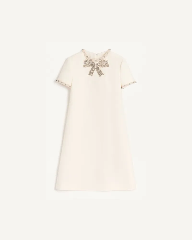 Valentino Garavani Besticktes Kurzes Crepe Couture Kleid Frau ELFENBEIN Elfenbein