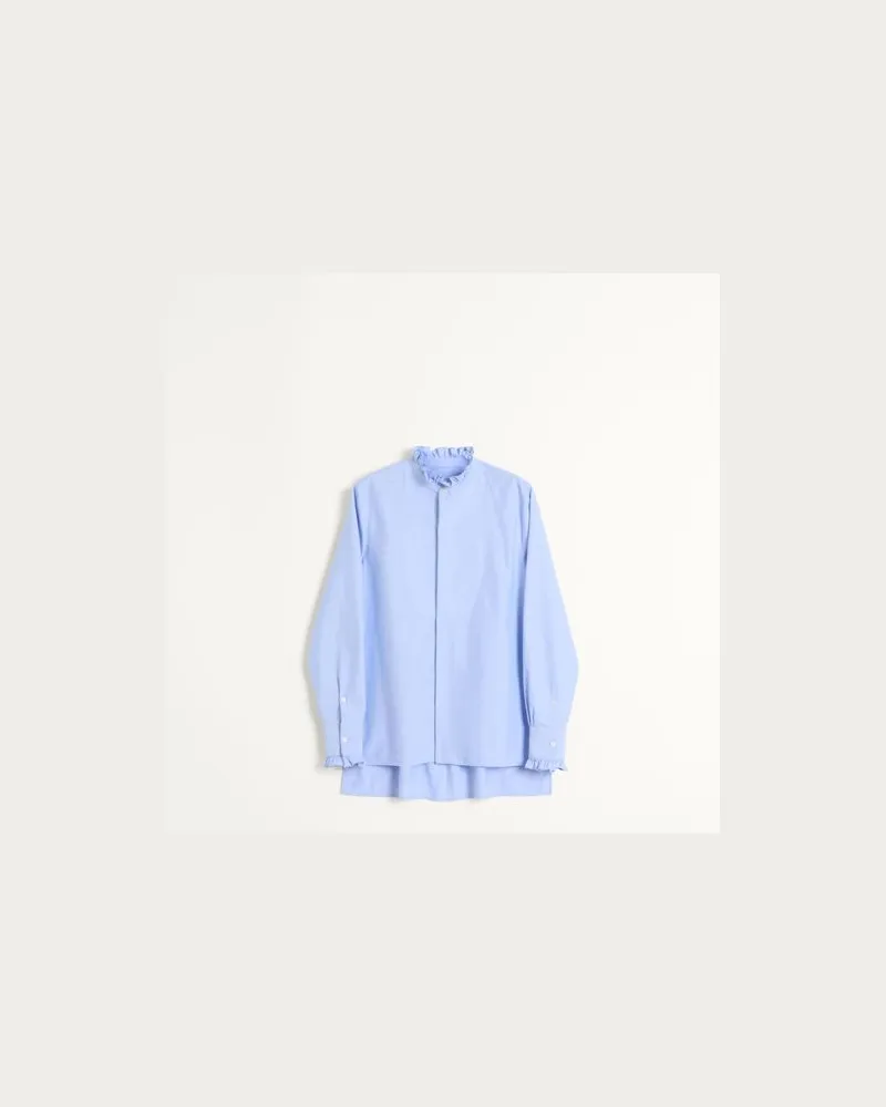 Valentino Garavani Baumwollhemd Mit Plastron Und Rüschen Mann HIMMELBLAU Himmelblau
