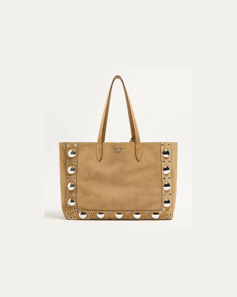 Valentino Garavani Valentino Garavani Nellcôte Grosse Einkaufstasche Aus Wildleder Mann HAVANA BEIGE Havana