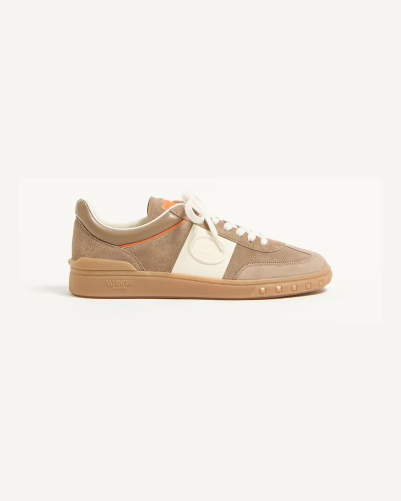 Valentino Garavani Valentino Garavani Upvillage Low Top Sneakers Aus Spaltleder Und Kalbsnappaleder Mann KHAKI/ELFENBEIN Khaki
