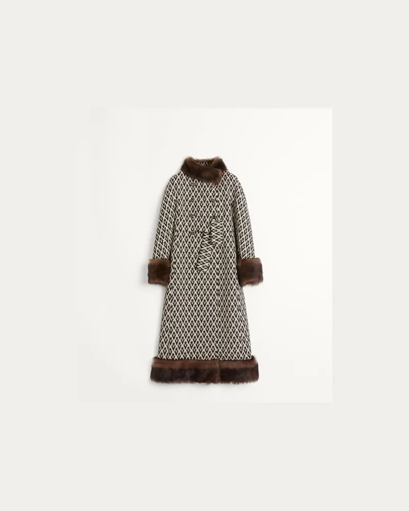 Valentino Garavani Toute La V Jacquard Mantel Frau SCHWARZ/CREME Schwarz