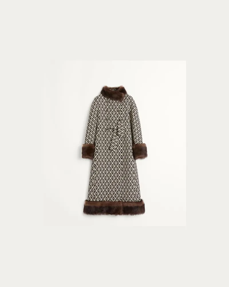 Valentino Garavani Toute La V Jacquard Mantel Frau SCHWARZ/CREME Schwarz