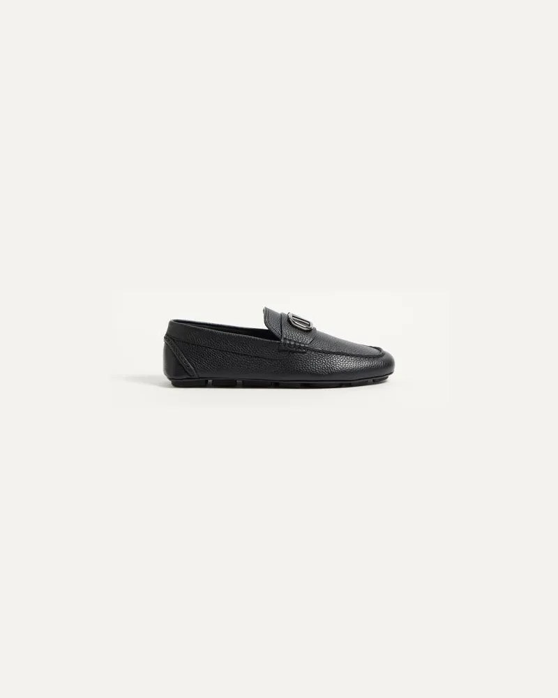 Valentino Garavani Vlogo Signature Mokassins Aus Genarbtem Kalbsleder Mann SCHWARZ Schwarz
