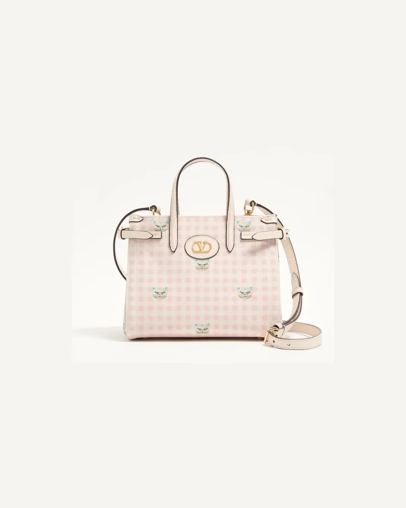 Valentino Garavani Kleine Valentino Garavani Antibes Shopper aus Vichy Le Chat de La Maison-Canvas Frau ROSA/ELFENBEIN Rosa