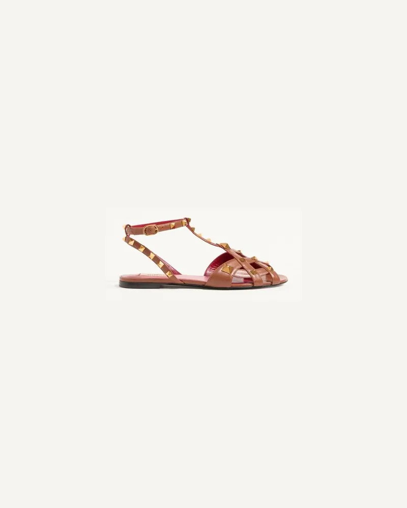 Valentino Garavani Studdy Sandalen aus Ziegenleder Frau TABAK Tabak