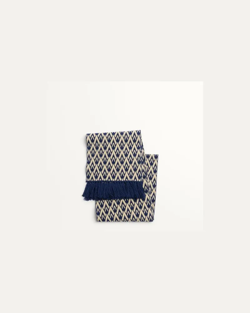 Valentino Garavani Toute La V Schal Aus Gestrickter Wolle Mann MARINEBLAU/CREME Marineblau