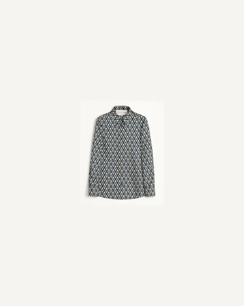 Valentino Garavani Hemd Aus Toute La V Twill Frau NACHT/CREME Nacht