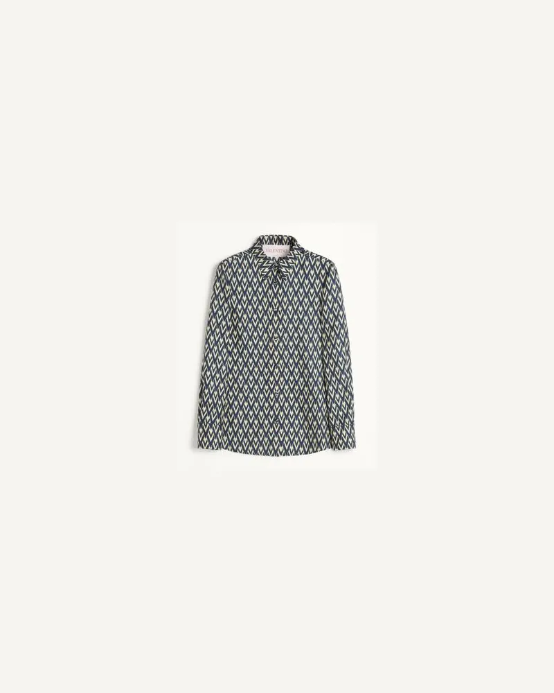Valentino Garavani Hemd Aus Toute La V Twill Frau NACHT/CREME Nacht