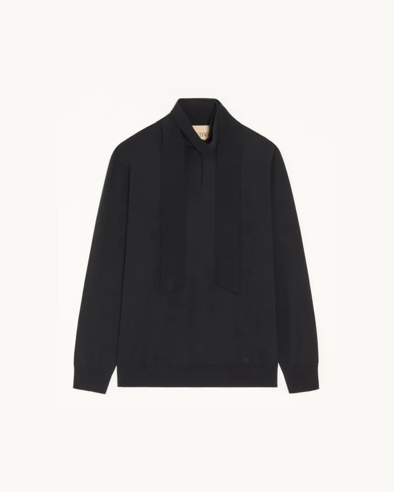 Valentino Garavani Valentino Wollpullover mit Schalkragen und VLogo-Stickerei Mann SCHWARZ Schwarz