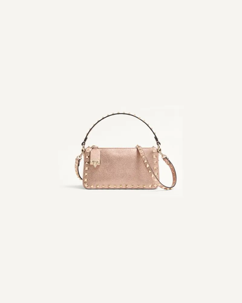 Valentino Garavani Kleine Valentino Garavani Rockstud Umhängetasche Aus Laminiertem Genarbtem Kalbsleder Frau ROSE CANNELLE Rose