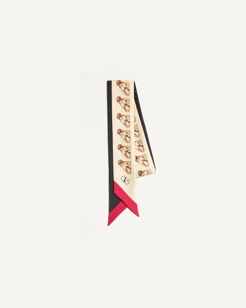 Valentino Garavani Petit Charles Bandeau-Schal Aus Seide Frau SCHWARZ/BEIGE/BUTTER Schwarz