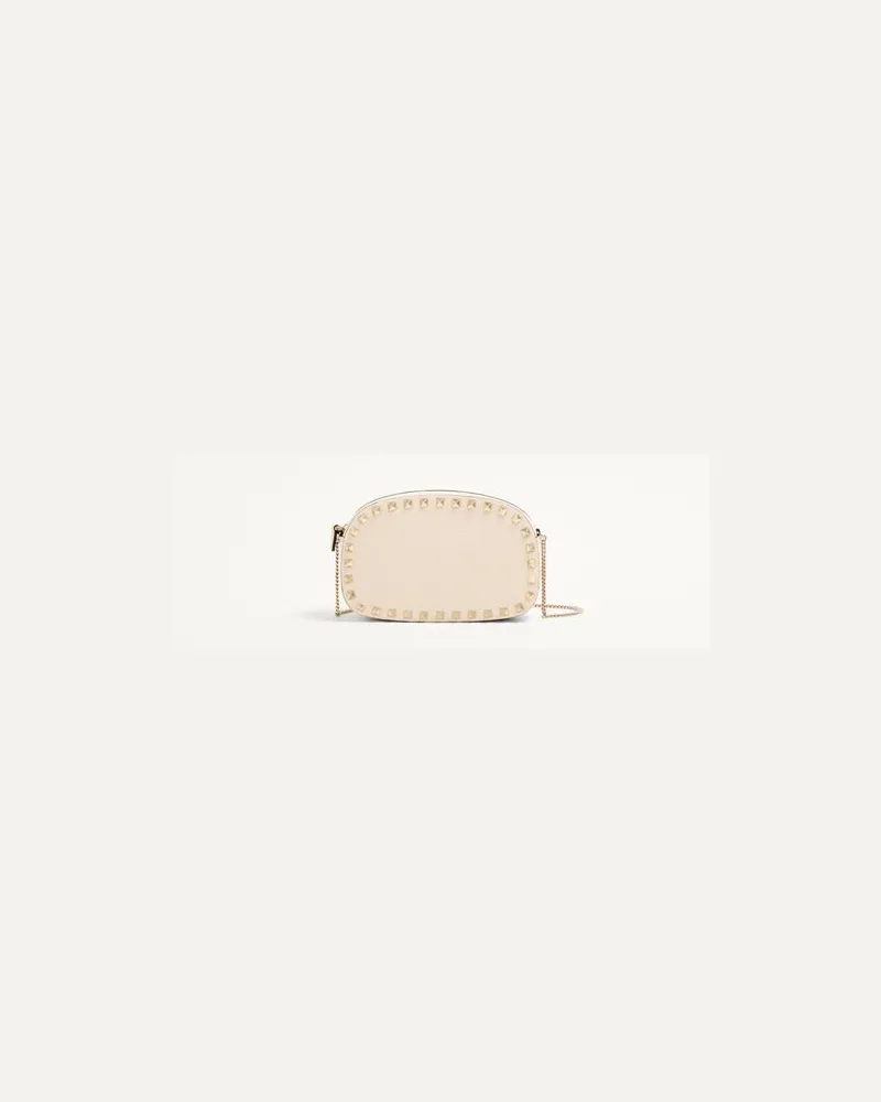 Valentino Garavani Mini Rockstud Crossbody Tasche Aus Genarbtem Kalbsleder Frau LIGHT IVORY Light