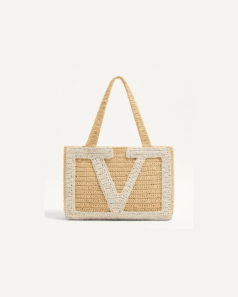 Valentino Garavani Valentino Garavani Viva Superstar Mittelgrosser Shopper Aus Raffia Frau NATUR/BUTTER Natur