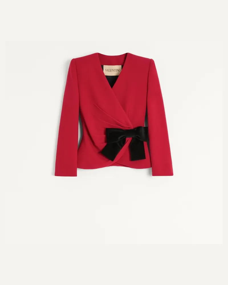 Valentino Garavani Jacke Aus Woll-Crepe Mit Kontrastierender Schleife Frau PARIS/SCHWARZ Paris