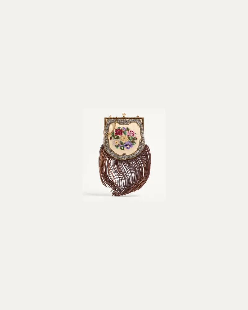Valentino Garavani Valentino Garavani Nellcote Fairytales Kleine Clutch Mit Bestickten Fransen Frau NATUR/MULTICOLOR/BRAUN Natur