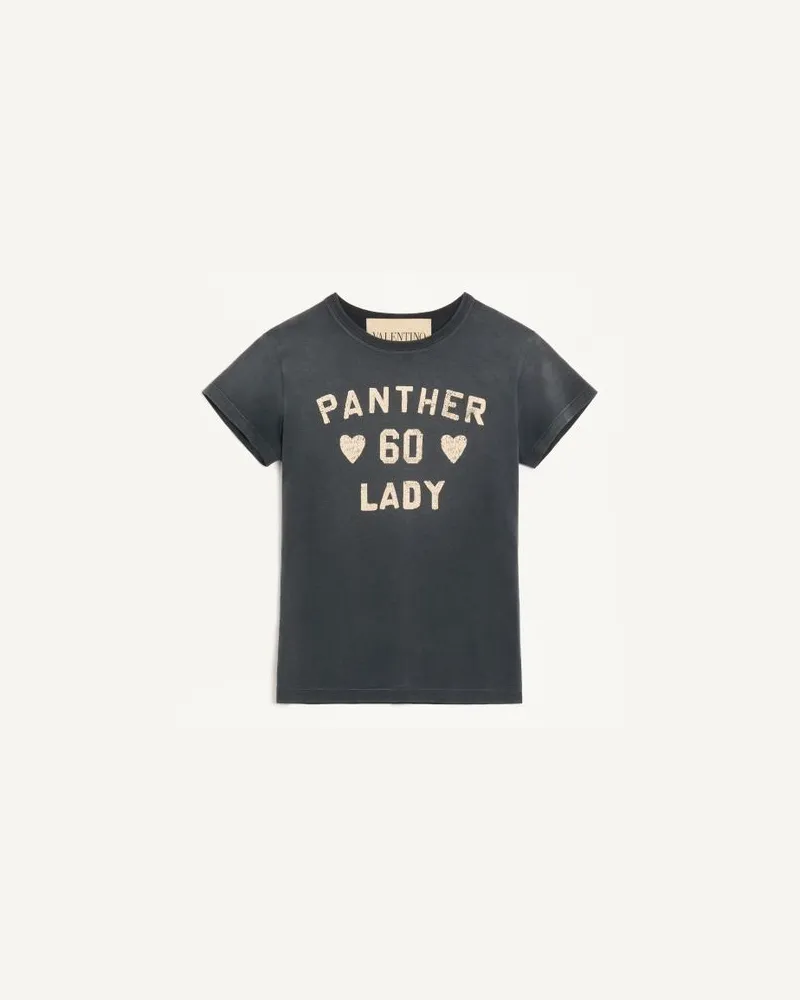 Valentino Garavani Bedrucktes T-Shirt Aus Baumwolle Frau SCHWARZ/BIRKE Schwarz