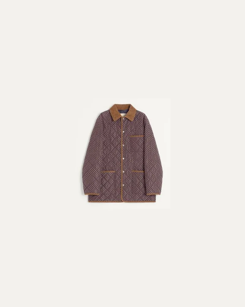 Valentino Garavani Jacke Aus Gestepptem Nylon Mit Opticool Print Mann BLAU/SAND/ELFENBEIN Blau